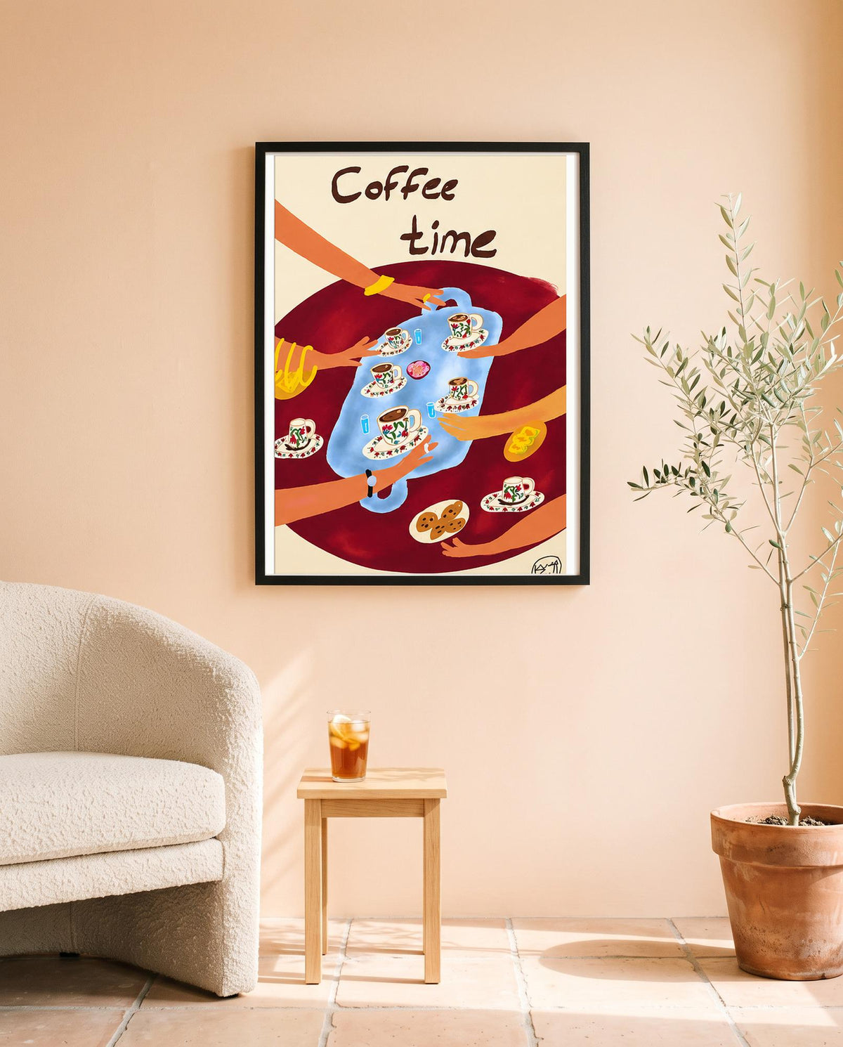 Turkish coffee Coffee Time art print, framed wall mockup