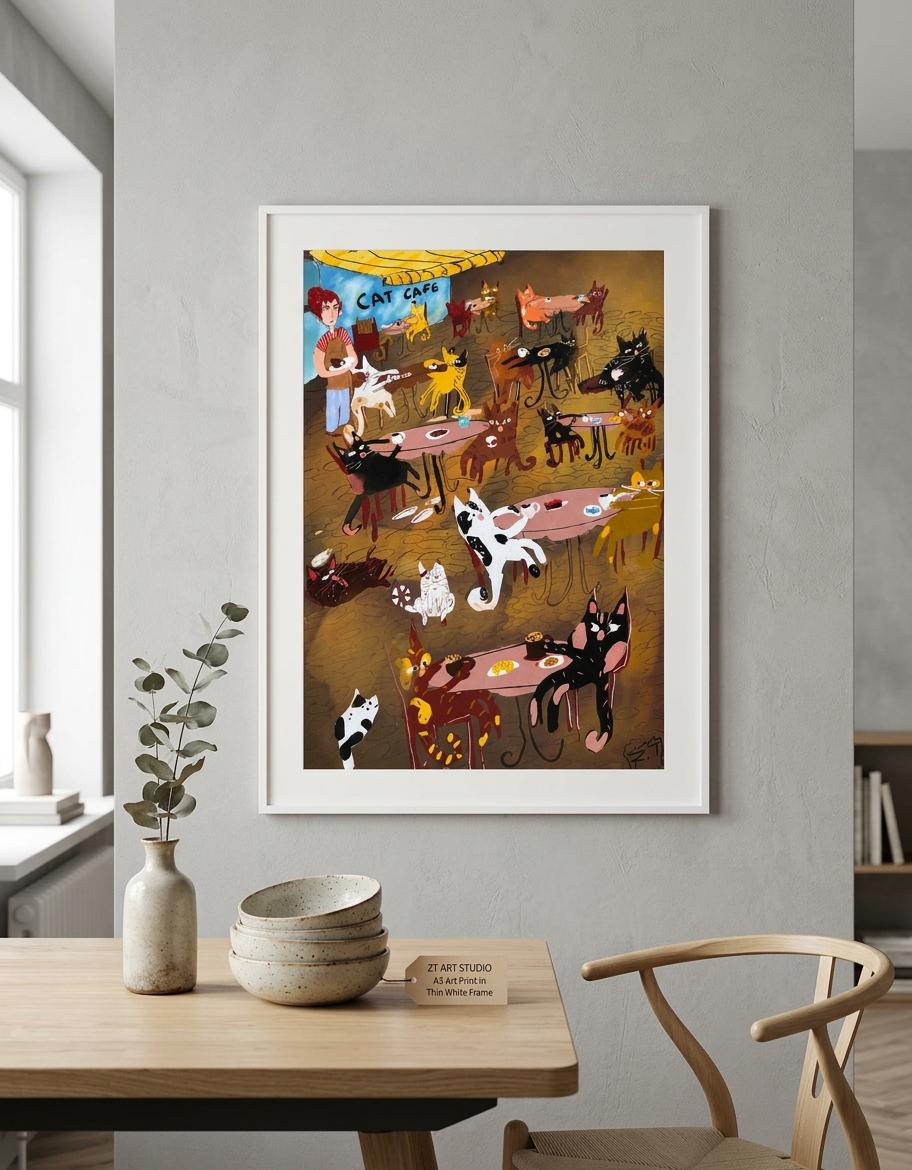 Cat Cafe Art Print