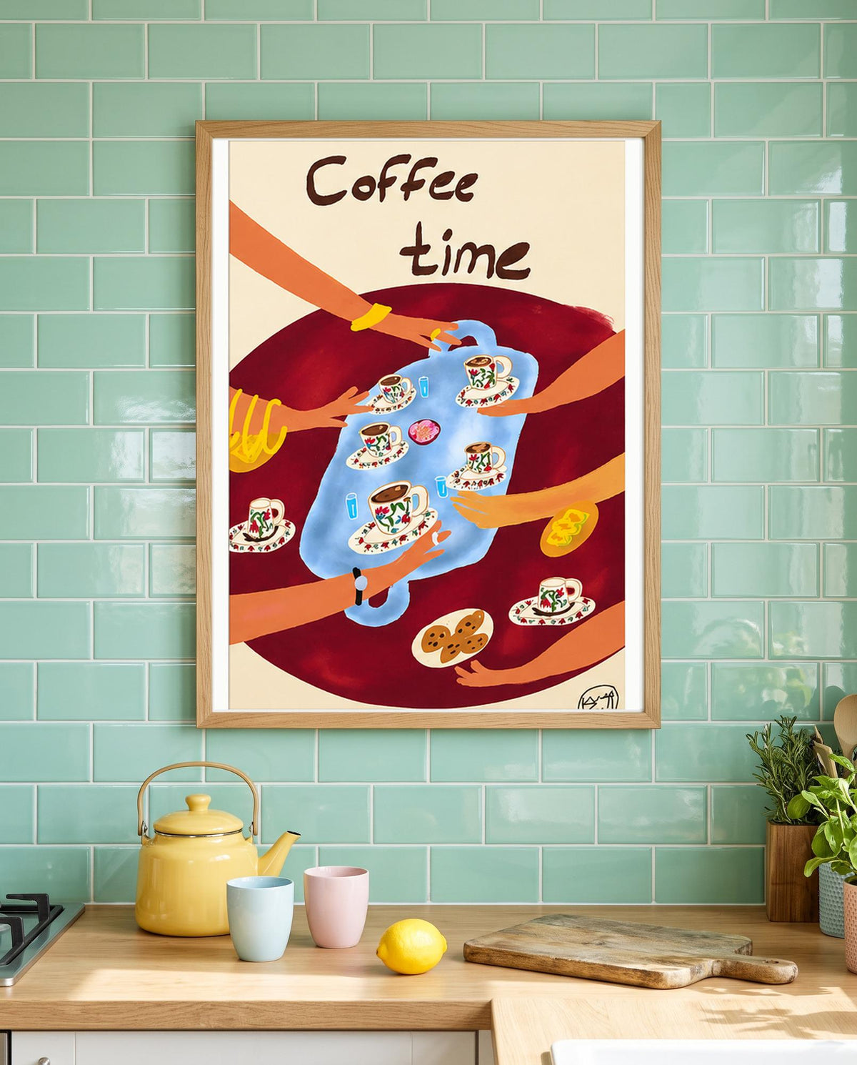 Turkish coffee Coffee Time art print, framed wall mockup
