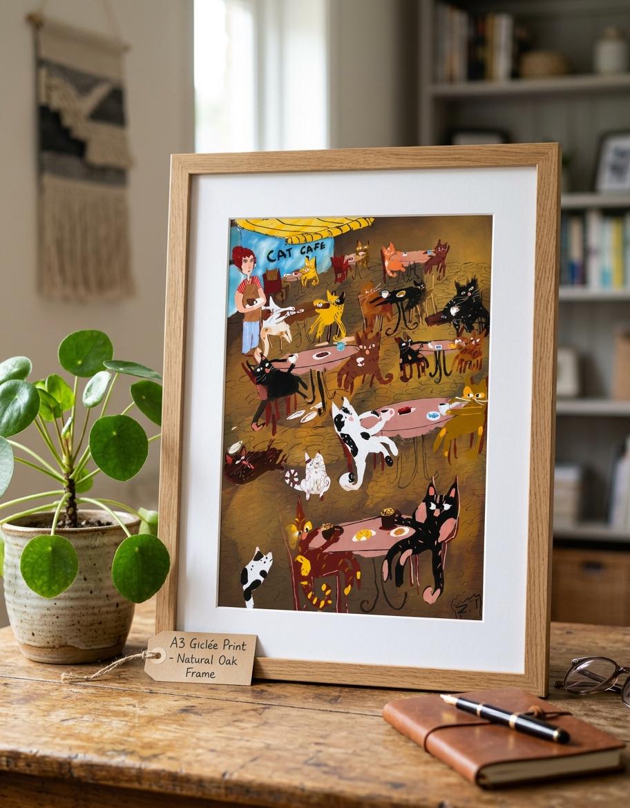 Cat Cafe Art Print