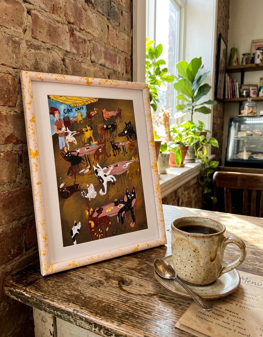 Cat Cafe Art Print
