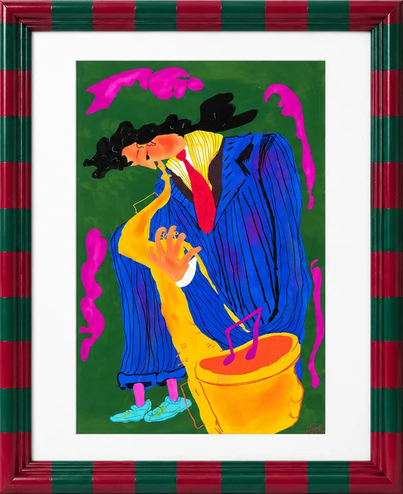 Plakat „Jazz Musician” – saksofonista, kolorowa ilustracja muzyczna